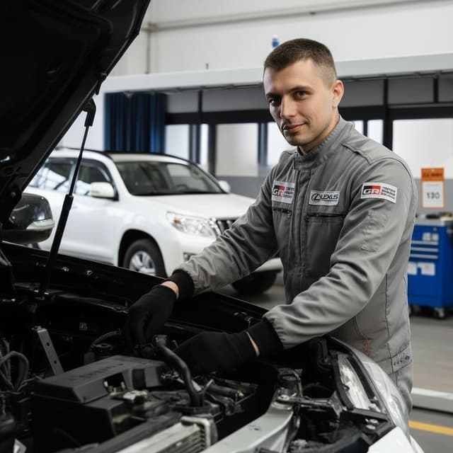 Механик меняет масло